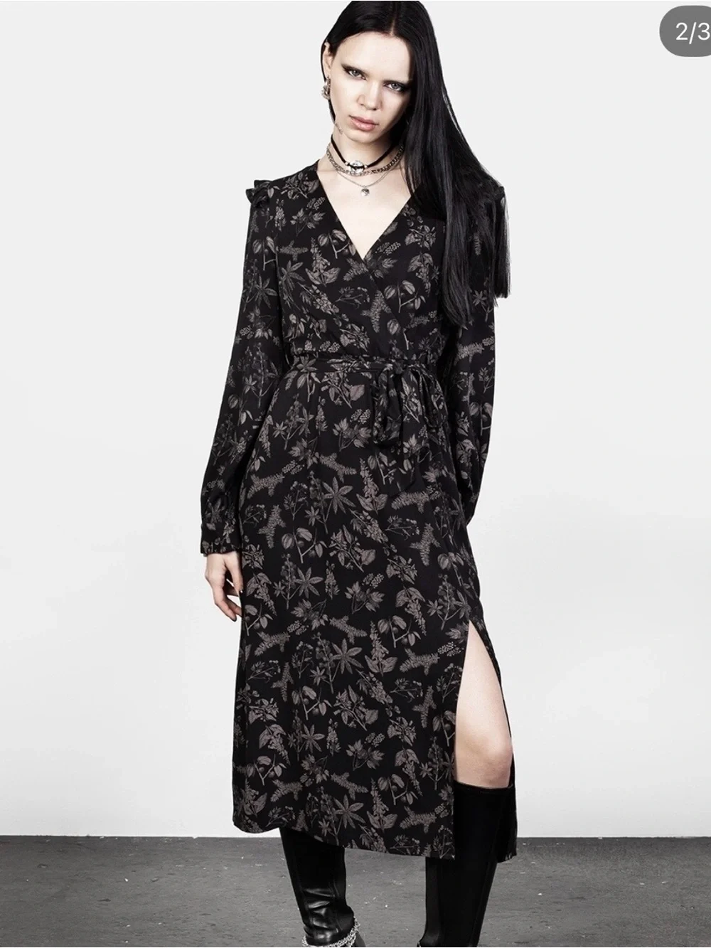 Disturbia Poisonous Plants midi faux wrap dress size 14 NWT - Picture 1 of 6